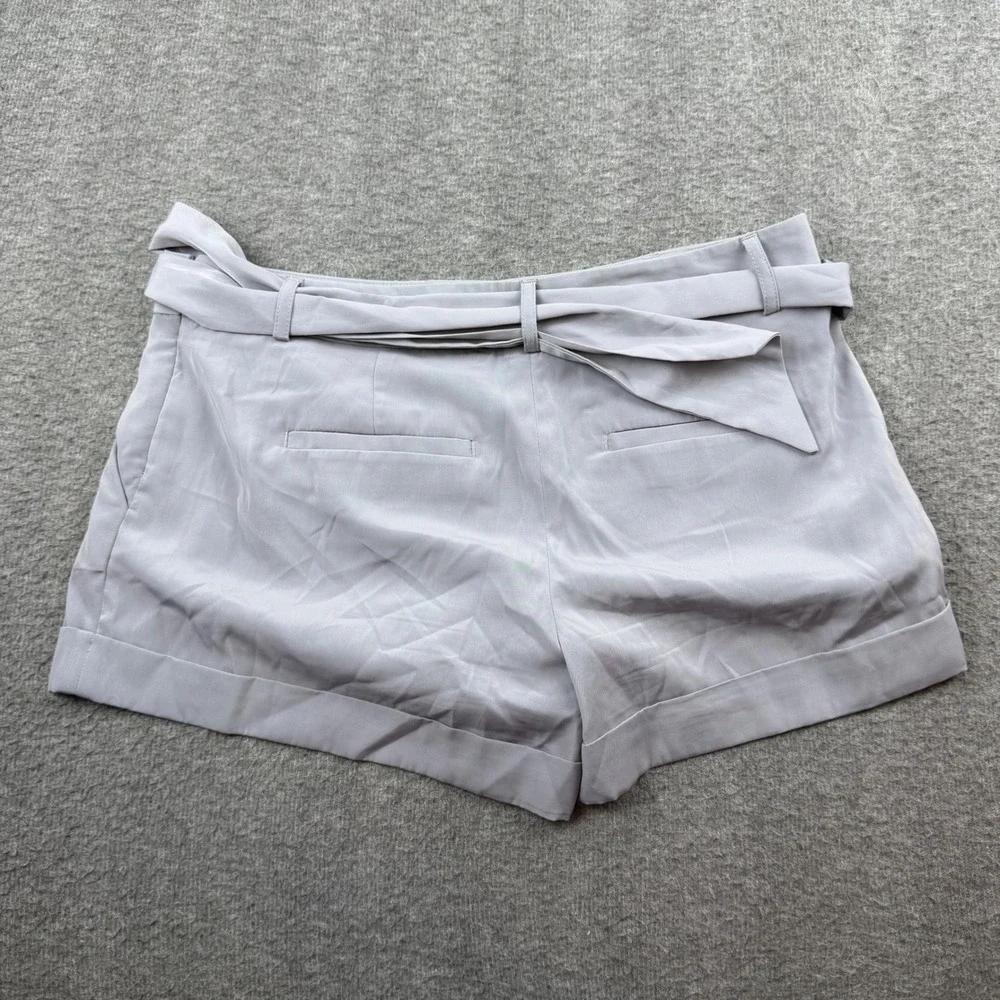 Express Dress Shorts Women's‎ 8 Gray Tie Waist Cuffed High Rise Polyester